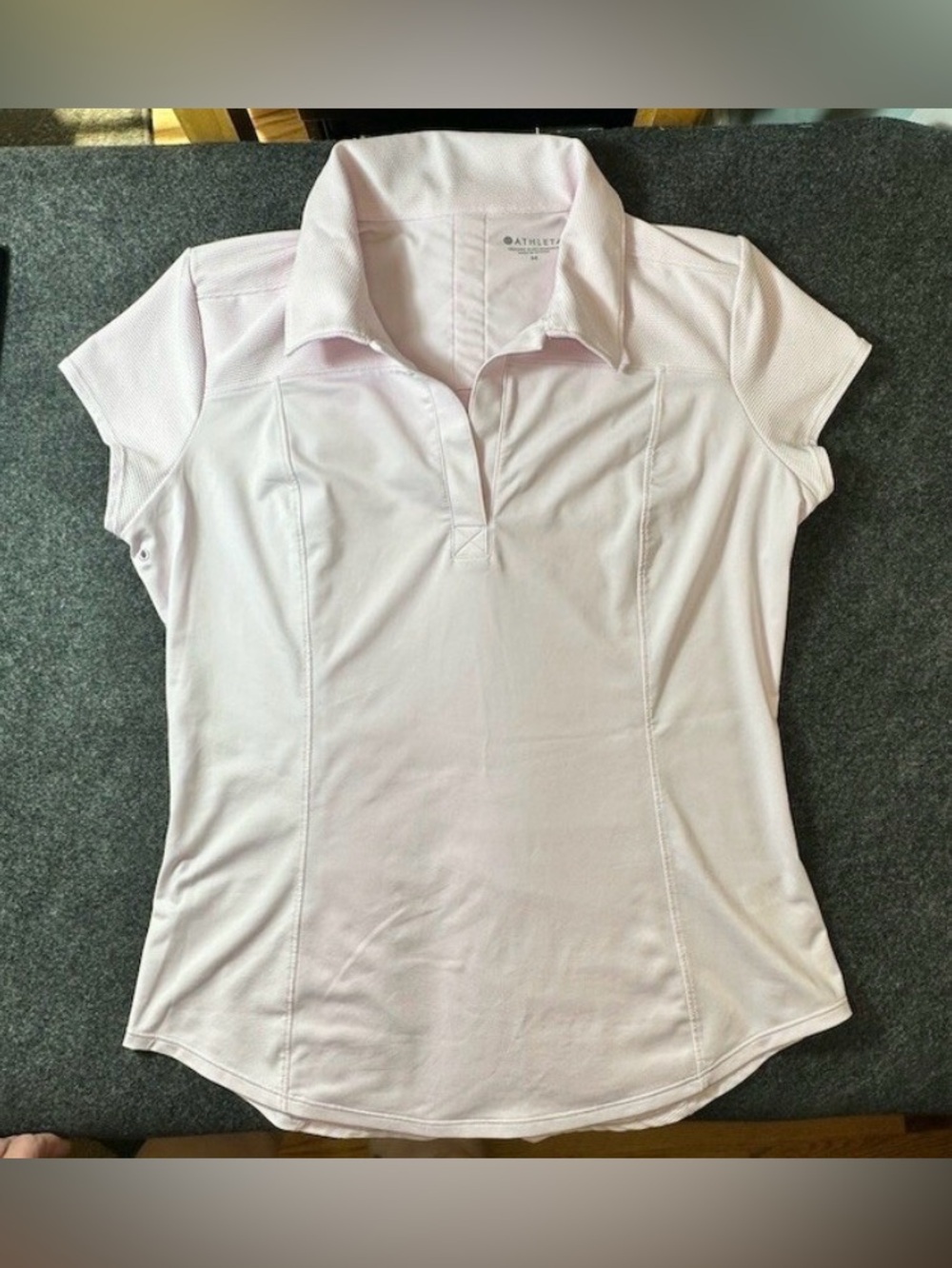 Athleta On Par Polo Shirt Womens Size M Pink Cap Sleeve Golf Tennis Top
